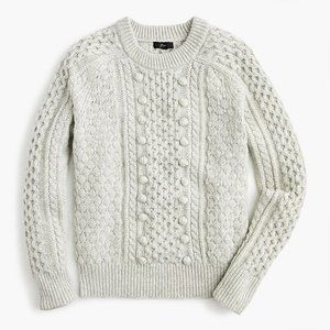 J. Crew Popcorn cable-knit sweater in light gray